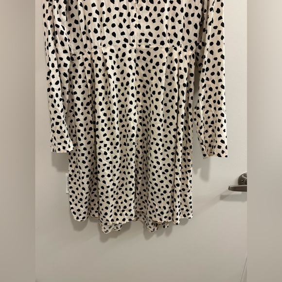 NWT ASOS Cream and Black Polka Dot Long Sleeve Dress Tie in Front - Picture 11 of 11